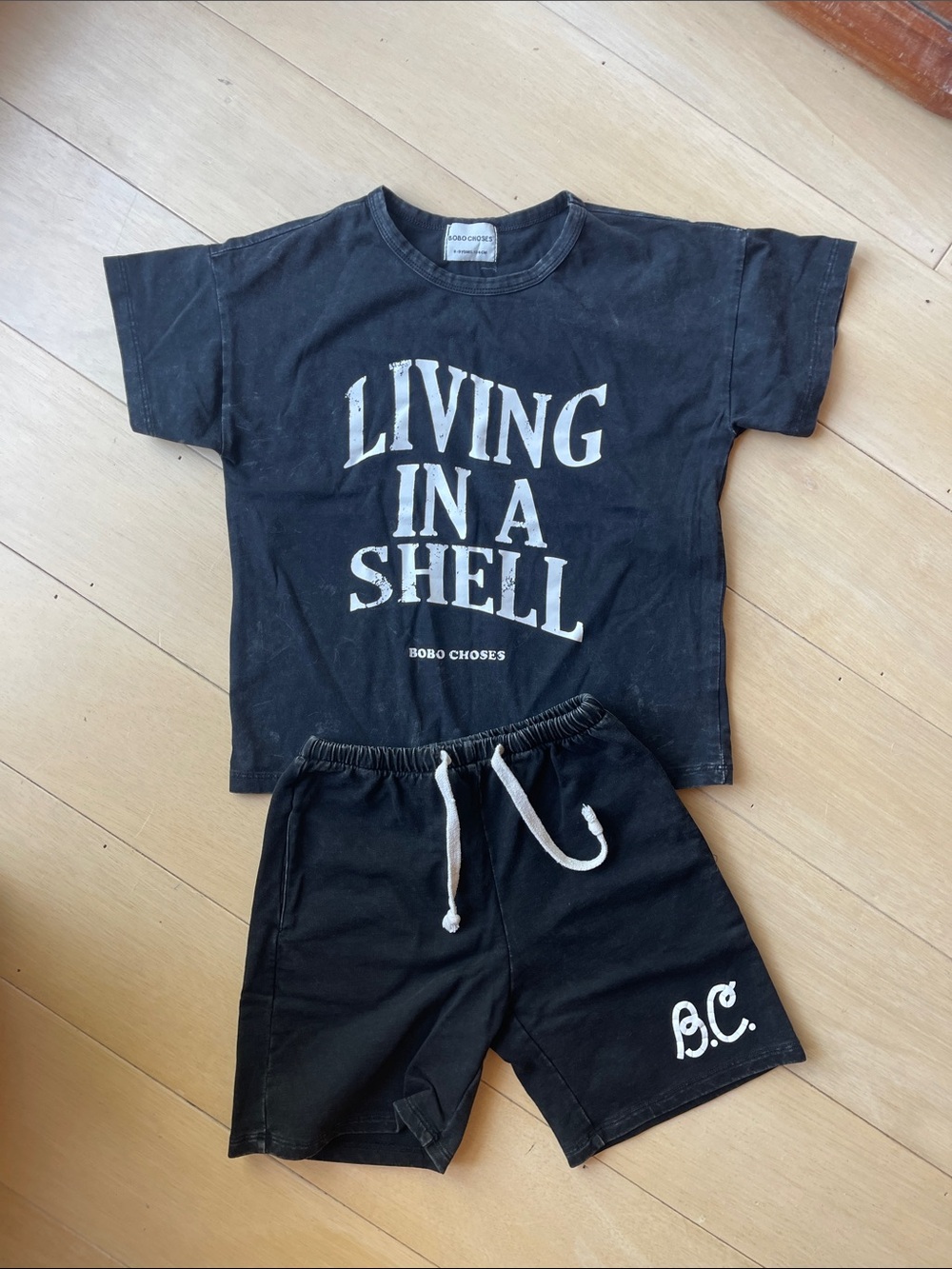 Bobo Choses Black Graphic Tee and Shorts Set